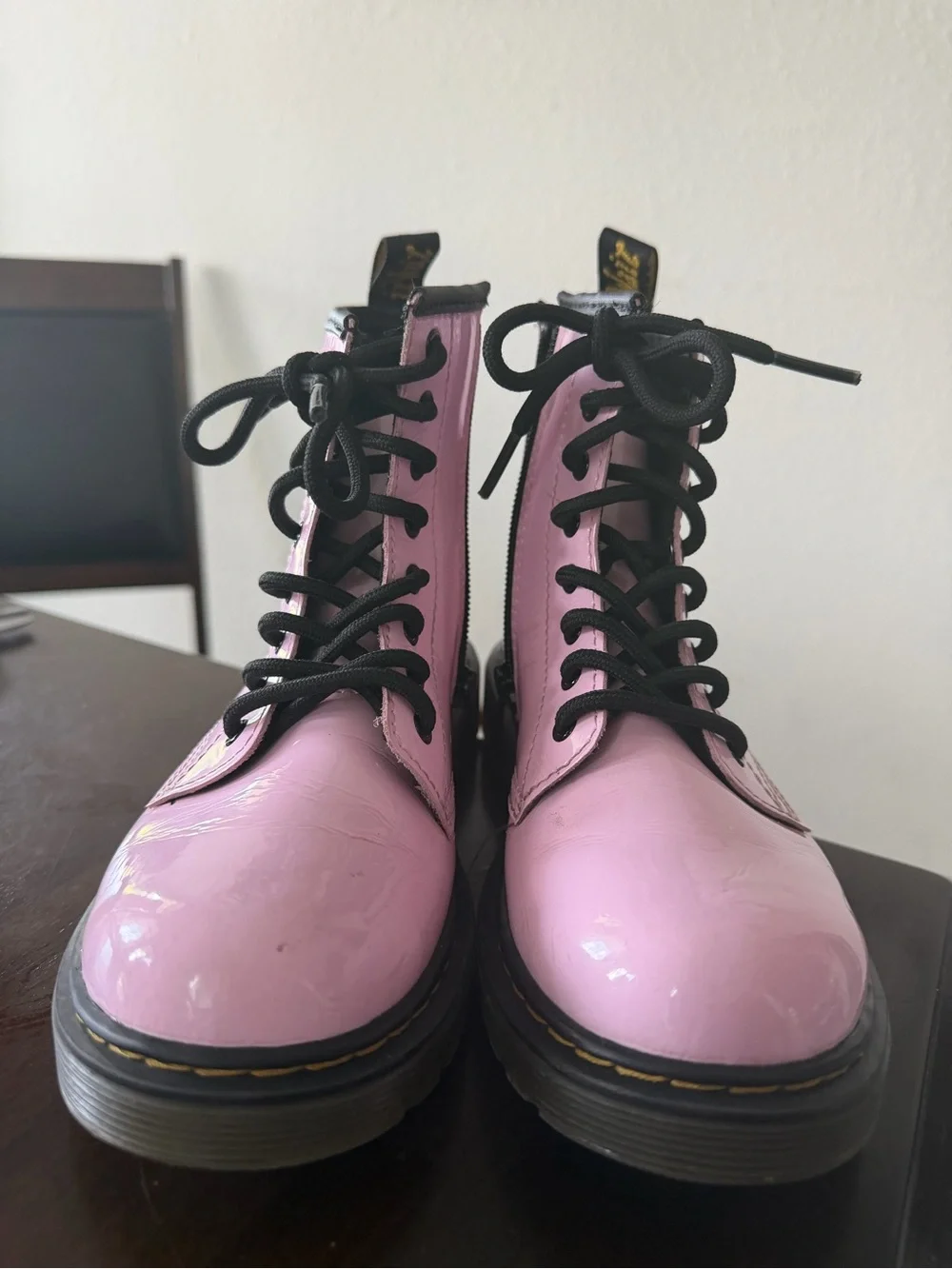 Dr. Martens Pink Patent Platform Combat Boots